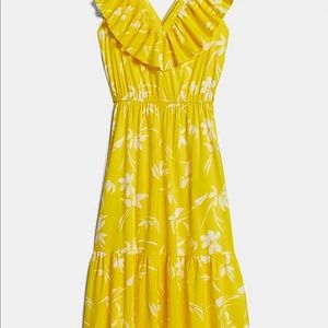 Petite V-Neck Ruffle Midi Dress